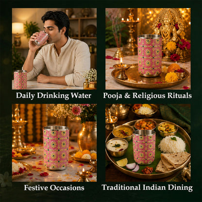 Meenakari Steel pink Glass- 05