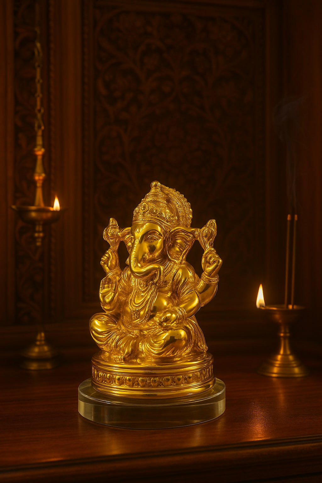 Golden ganesha idol for home and office table decor