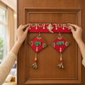 Shubh Labh Ganesha Door Hanging with Beads & Bells for Festive Home Entrance Decor