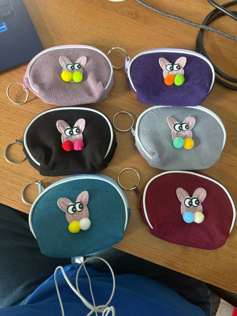 Mini zipper wallet for keys and cash in random color