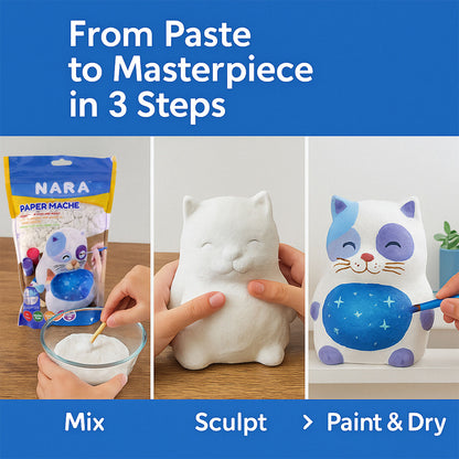NARA Paper Mache Craft Dough Kit – DIY Sculpting, Painting & Air Dry Art Set for Kids
