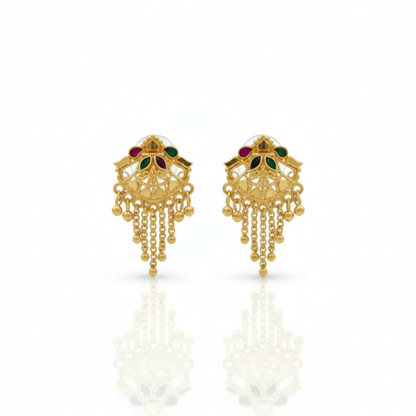 5 Line Side Latkan Golden Earrings with Mina for Women & Girls – Fancy Gift