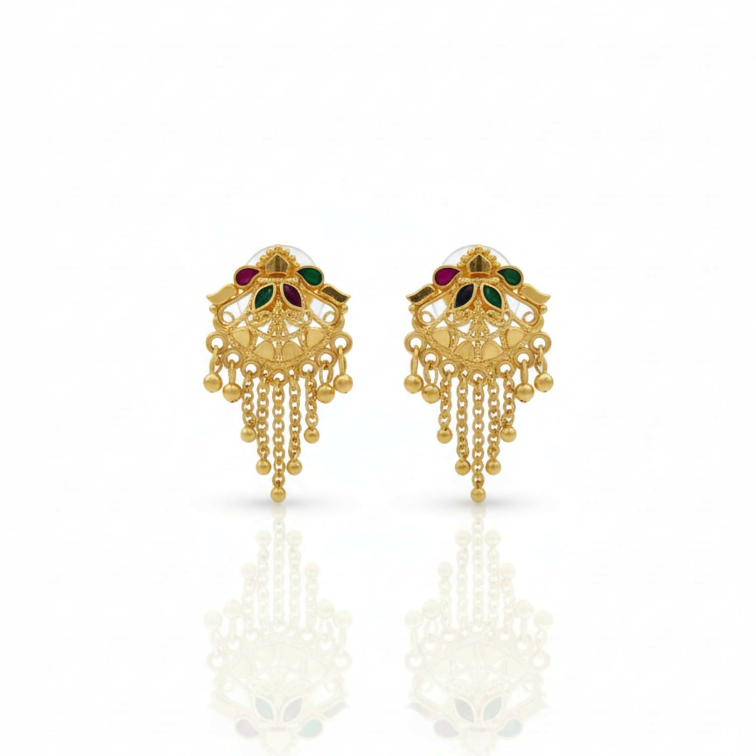 5 Line Side Latkan Golden Earrings with Mina for Women & Girls – Fancy Gift