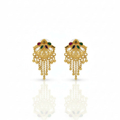 5 Line Side Latkan Golden Earrings with Mina for Women & Girls – Fancy Gift