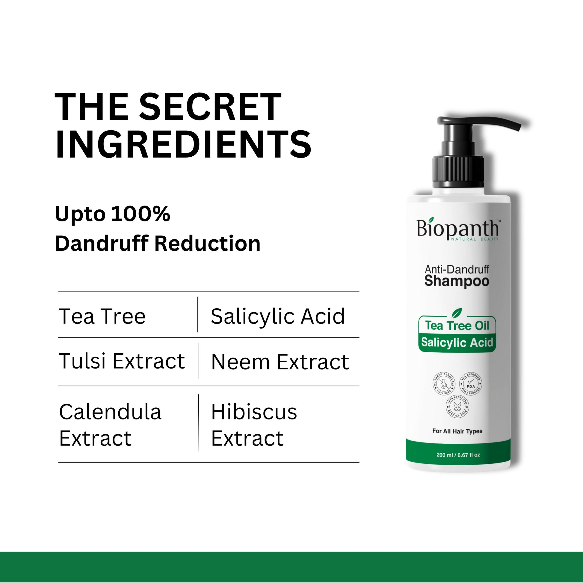 Herbal anti dandruff shampoo for itchy scalp with tea tree and neem extracts