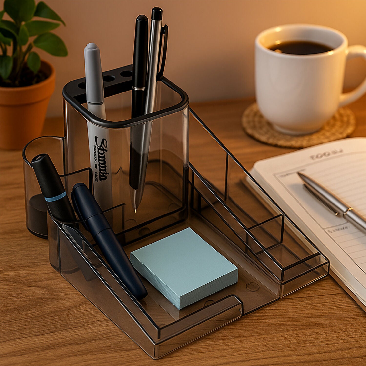 Khyati Classic Stationery Holder Stand – Multi-Compartment Desk Organizer