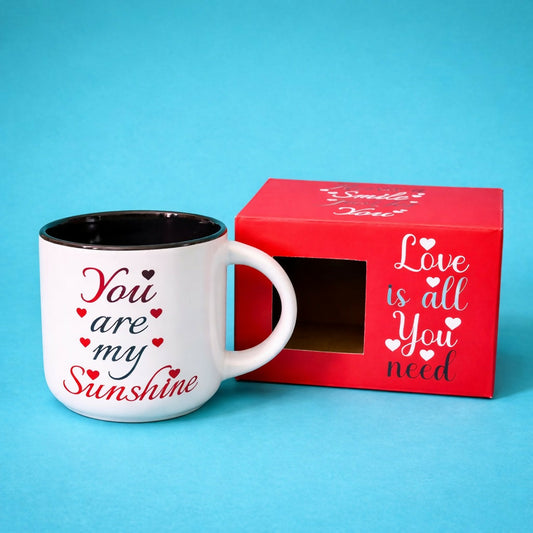 Printed Ceramic Coffee Mug with Gift Box Romantic Theme Cup
