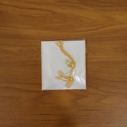 Elegant Heart Leaf Gold Pendant Necklaces with Enamel Detail