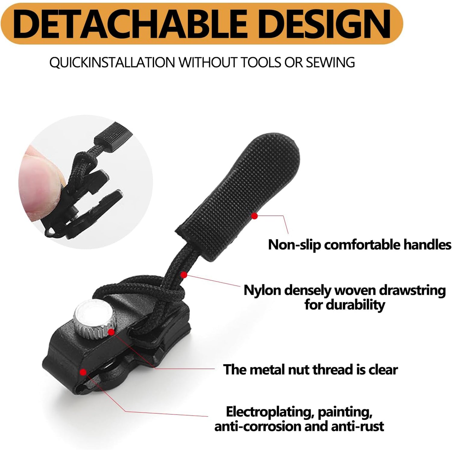Portable Universal Detachable Zipper Slider (1 Pc / Big)