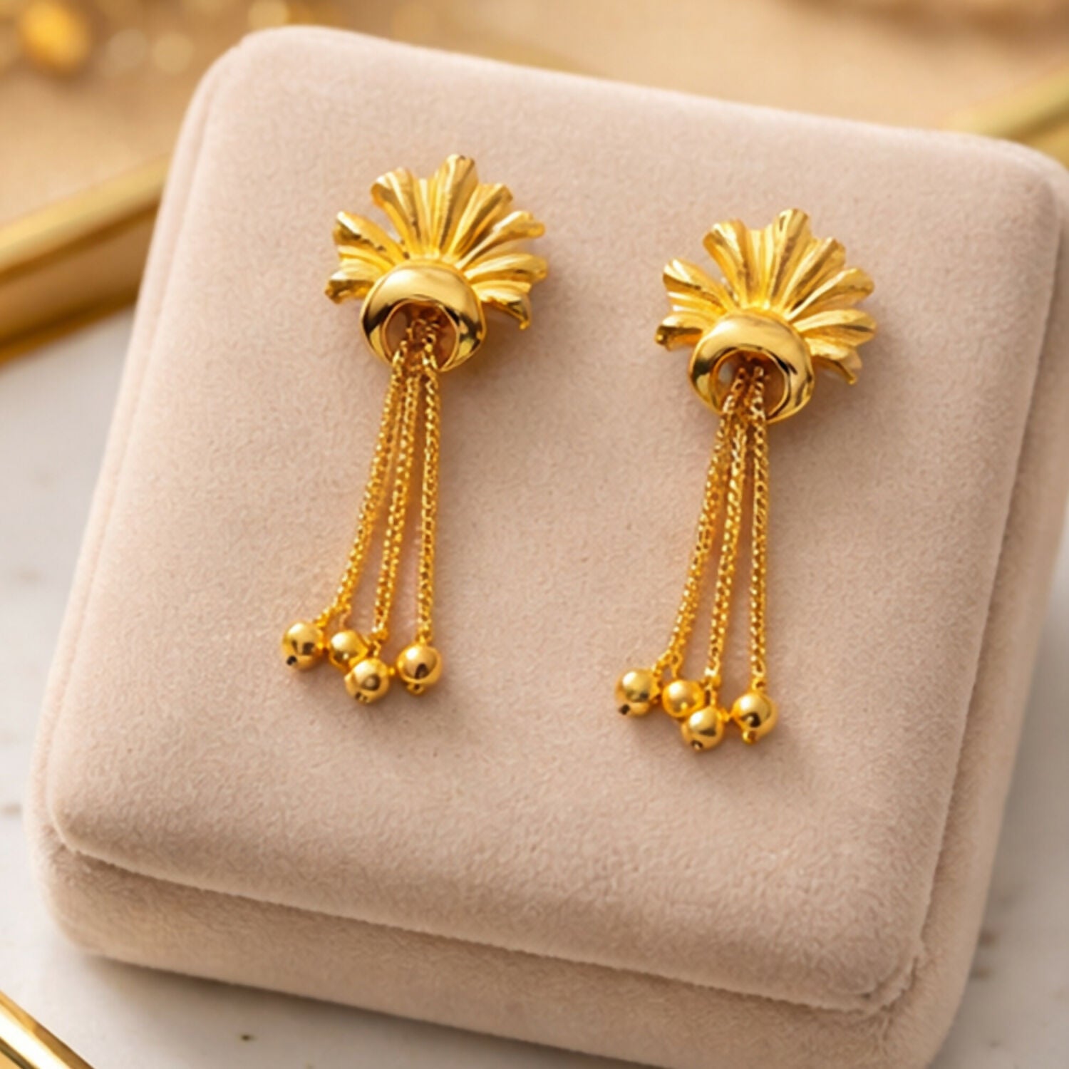 Elegant Golden Drop Earrings for Women & Girls | Lightweight Stylish Party Wear Earrings