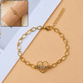 Golden Heart Crystal Charm Bracelet for Women | Adjustable Elegant Chain Design