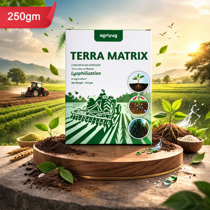 Agricultural bio fertilizer showing beneficial bacteria and eco-friendly packaging
