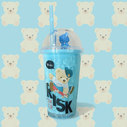 Blue Bear Ice Slush Tumbler with Dome Lid & Straw | 700ml Cute Shake Cup