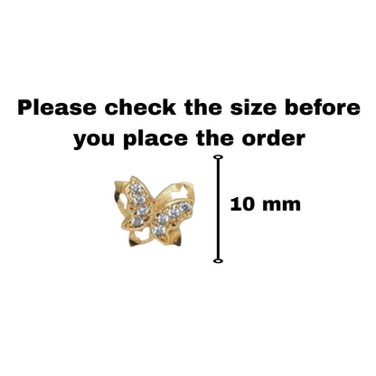 Gold Plated Butterfly Stud Earrings with Sparkling AD for women and girls