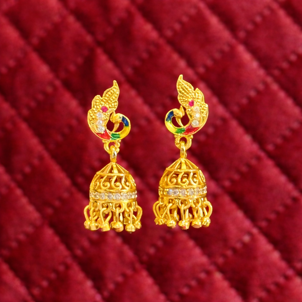 Traditional Peacock Motif Statement Earrings