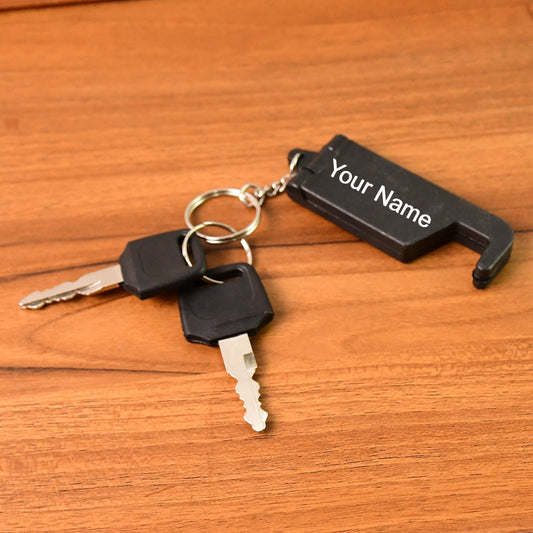 Customized / Personalized 2 in 1 Plastic Keychain with Mobile Stand / Phone Holder (1 Pc / Multicolor)