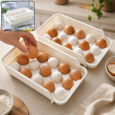 Plastic Egg Tray Set for Kitchen Stackable Fridge Egg Storage (2 Pc)