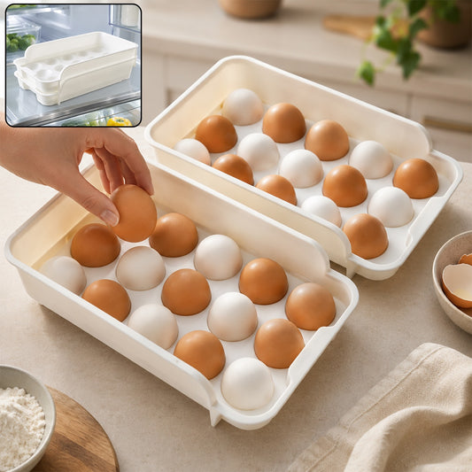 Plastic Egg Tray Set for Kitchen Stackable Fridge Egg Storage (2 Pc)