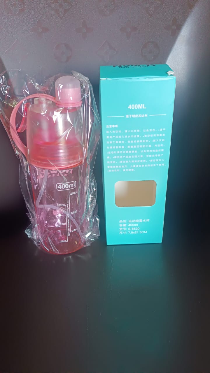 Customize Plastic 2 In 1 Mist Spray Water Bottle (Multicolor / 400 ML / 1 Pc)