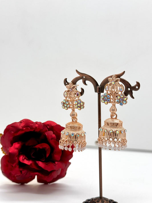 Traditional Rose Design Earring Pair