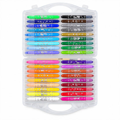 Water-Soluble Twist-Up Colour Crayons with Brush and Carry Case (36 Pc)