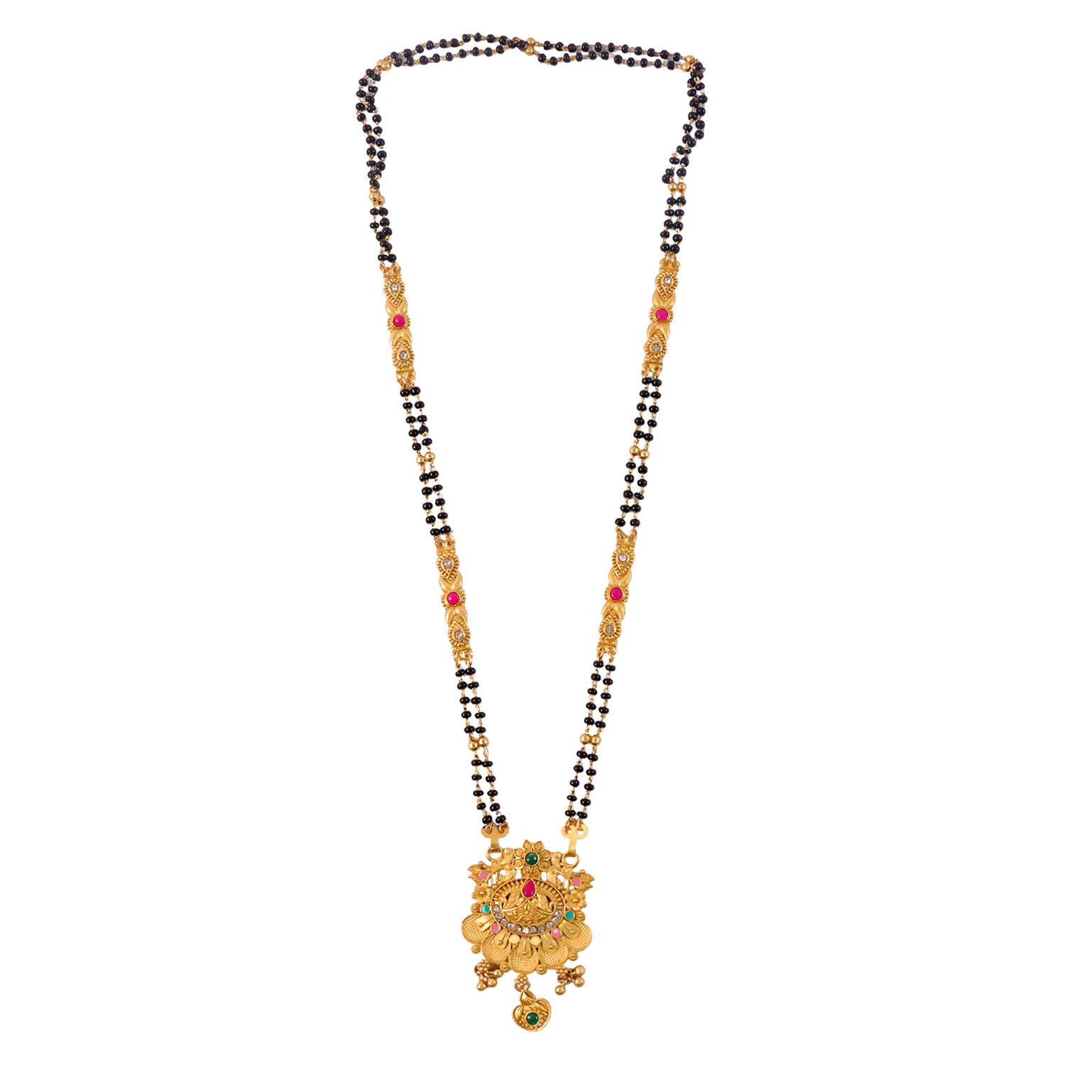 Elegant mangalsutra design with antique finish and small ghungroo balls
