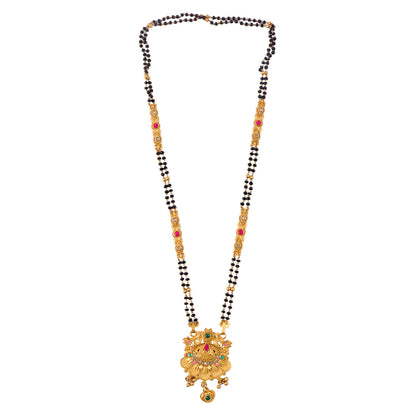 Elegant mangalsutra design with antique finish and small ghungroo balls