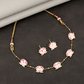 Lotus Necklace Set – Delicate Pink & White Enamel Design