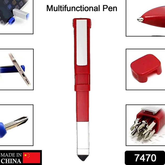 7470 Pen-Shaped Phone Holder with Screwdriver Sets, Multi-Function Pen 4 in 1 Tech Tool Pen, Portable Phone Tools with Capacitive Stylus Ball Point Pen Mobile