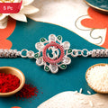 Om Rakhi Floral Design with Pink Green Accents for Raksha Bandhan (5pcs)