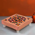 Meenakari Puja Chowki – Handcrafted Wooden Bajot Set | VoltDesk