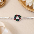 Colorful Petal Rakhi – Silver Chain for Raksha Bandhan