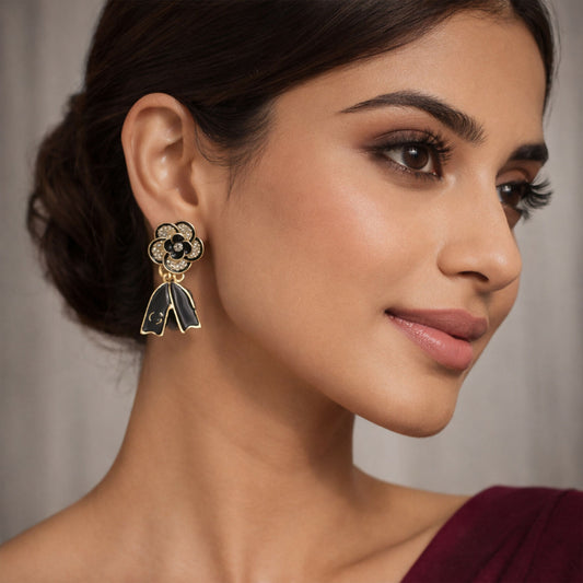 Elegant Korean Style Leaf Pearl Stud Earrings for Women – Gold Plated Designer Party & Daily Wear Earrings