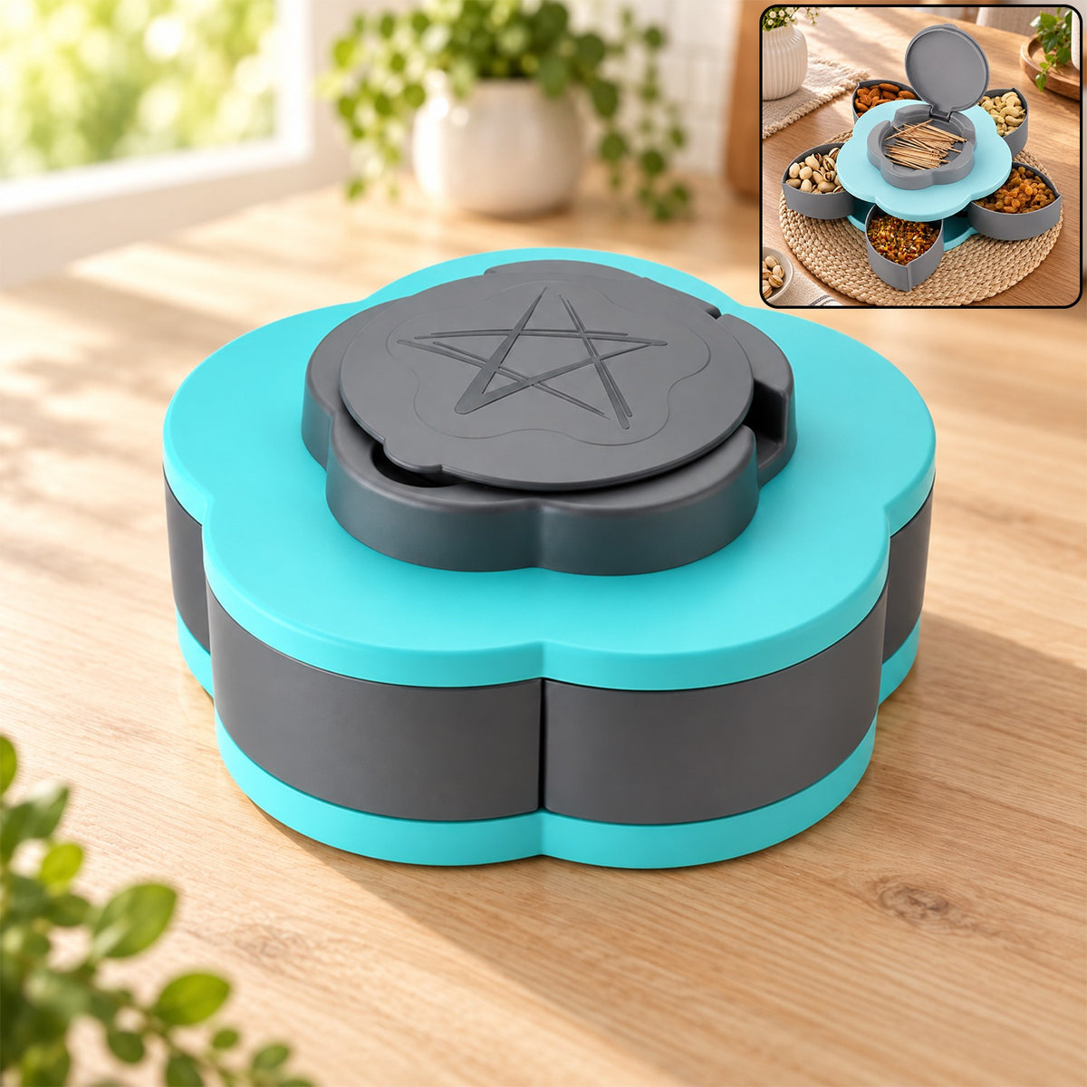 5 Compartment Petal Shape Storage Box for Dry Fruits and Masala (1 Pc)
