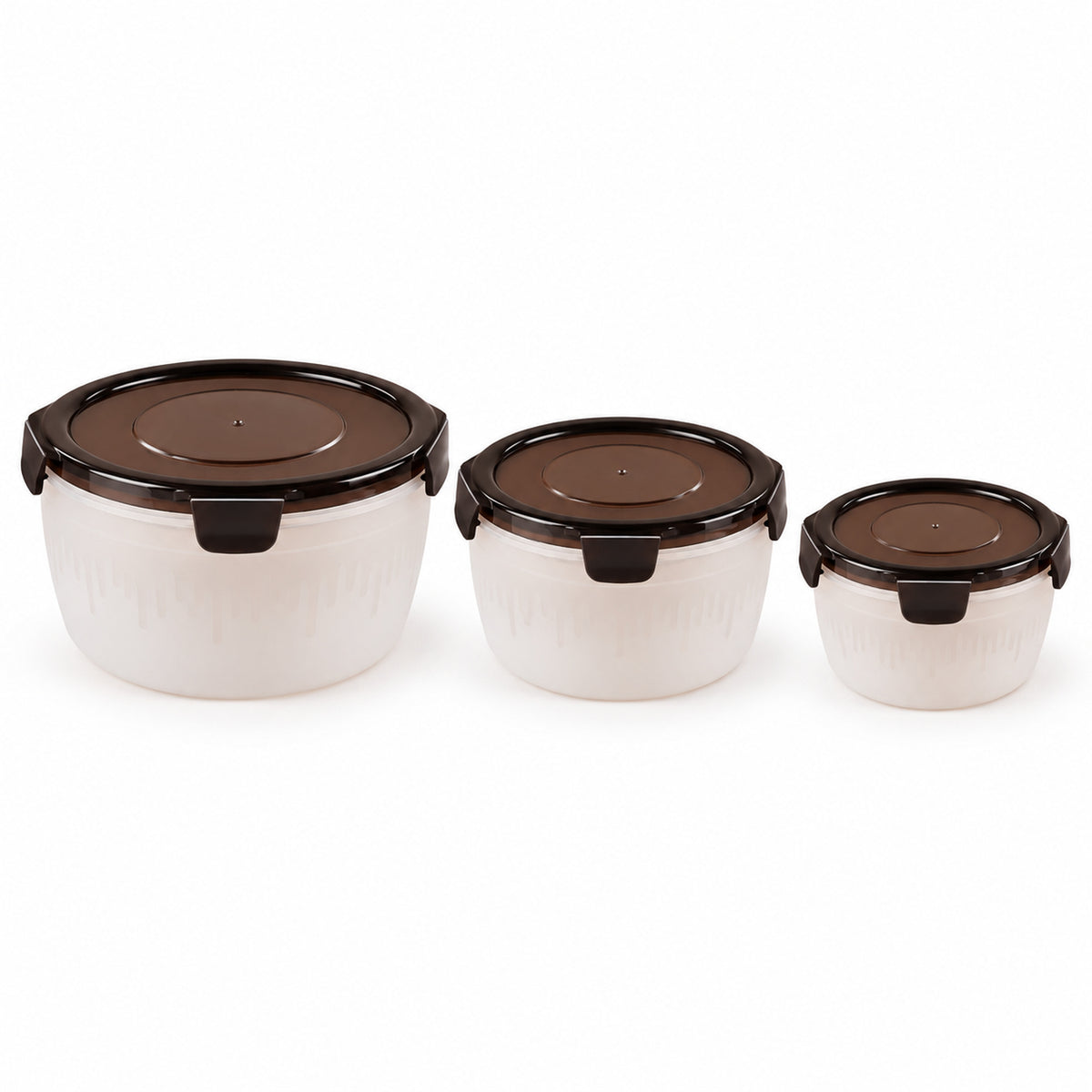 Magick Round Food Storage Containers with Clip-On Lids in Three Sizes (3 Pc)
