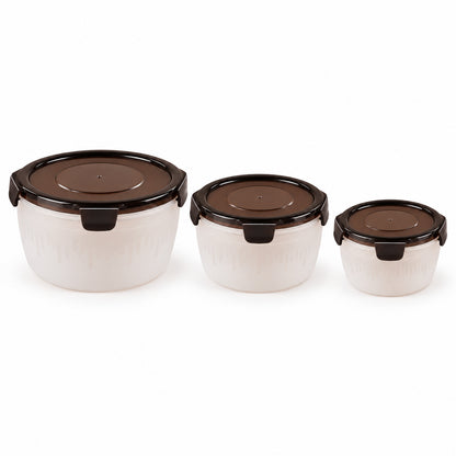 Magick Round Food Storage Containers with Clip-On Lids in Three Sizes (3 Pc)