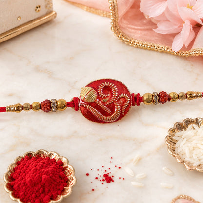 Om Motif Designer Rakhi with Beads for Raksha Bandhan (5pcs)