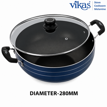 Glass lid for VIKAS Deep Kadai with steam vent