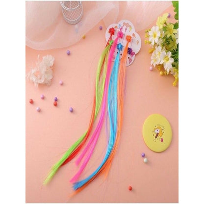 Kids Hair Braid Extensions with Clips | Fun Party Hair Accessories Pack of 6