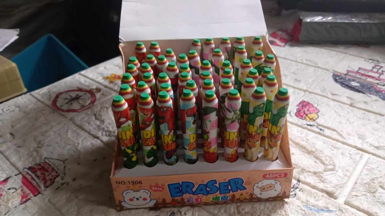 8830 Fancy Erasers for Kids in Different Shapes – Rainbow Erasers, Stationery Gift for Kids Pencil Shaped Eraser for Children School Kids/Birthday Return Gift for Children (48 Pcs Set)