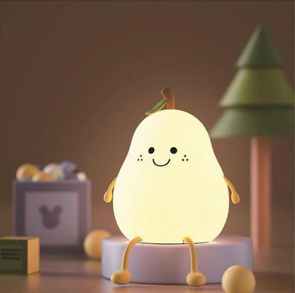 Cute Pear Silicone Night Lamp – Multi-Color LED Bedside Light for Kids Room