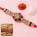 Red Floral Kundan Rakhi – Elegant & Traditional for Rakshabandhan