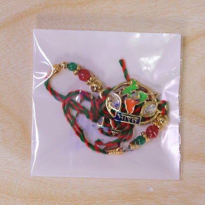 Bharat Map Pendant Rakhi with Kundan Stones and Red Beads