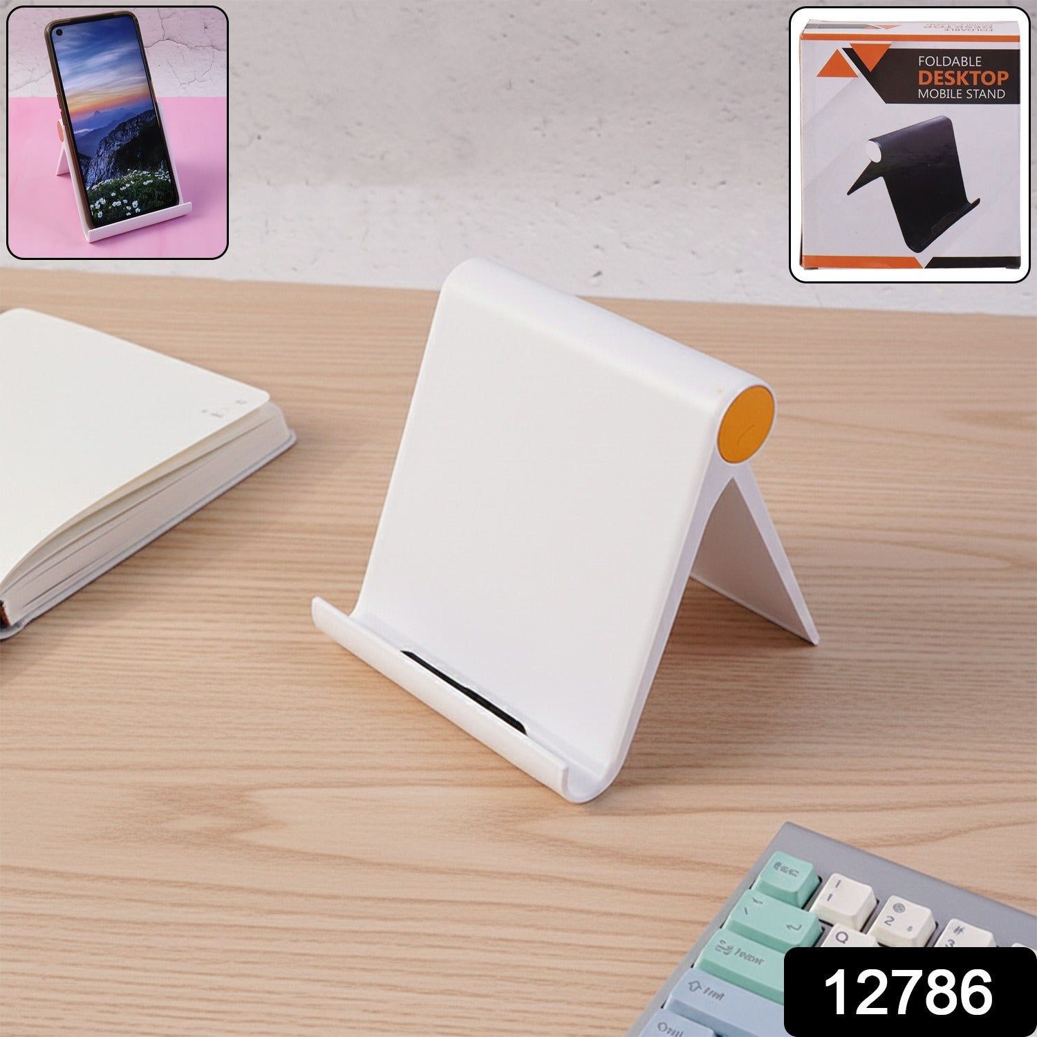 Plastic Foldable Desktop Mobile Stand (1 Pc / White)
