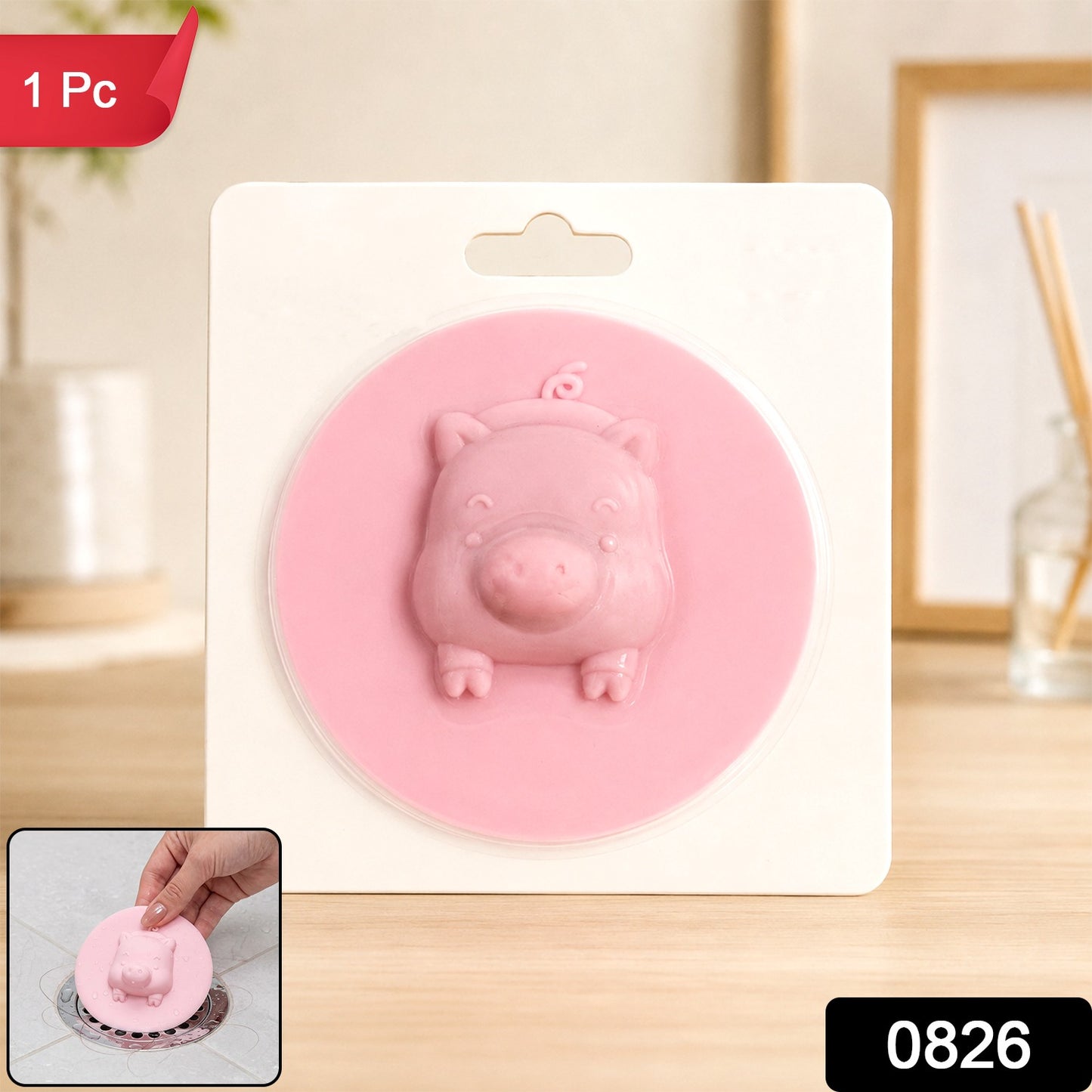 Silicone Floor Drain Cover with Cute Pig Design – Odor & Insect Block