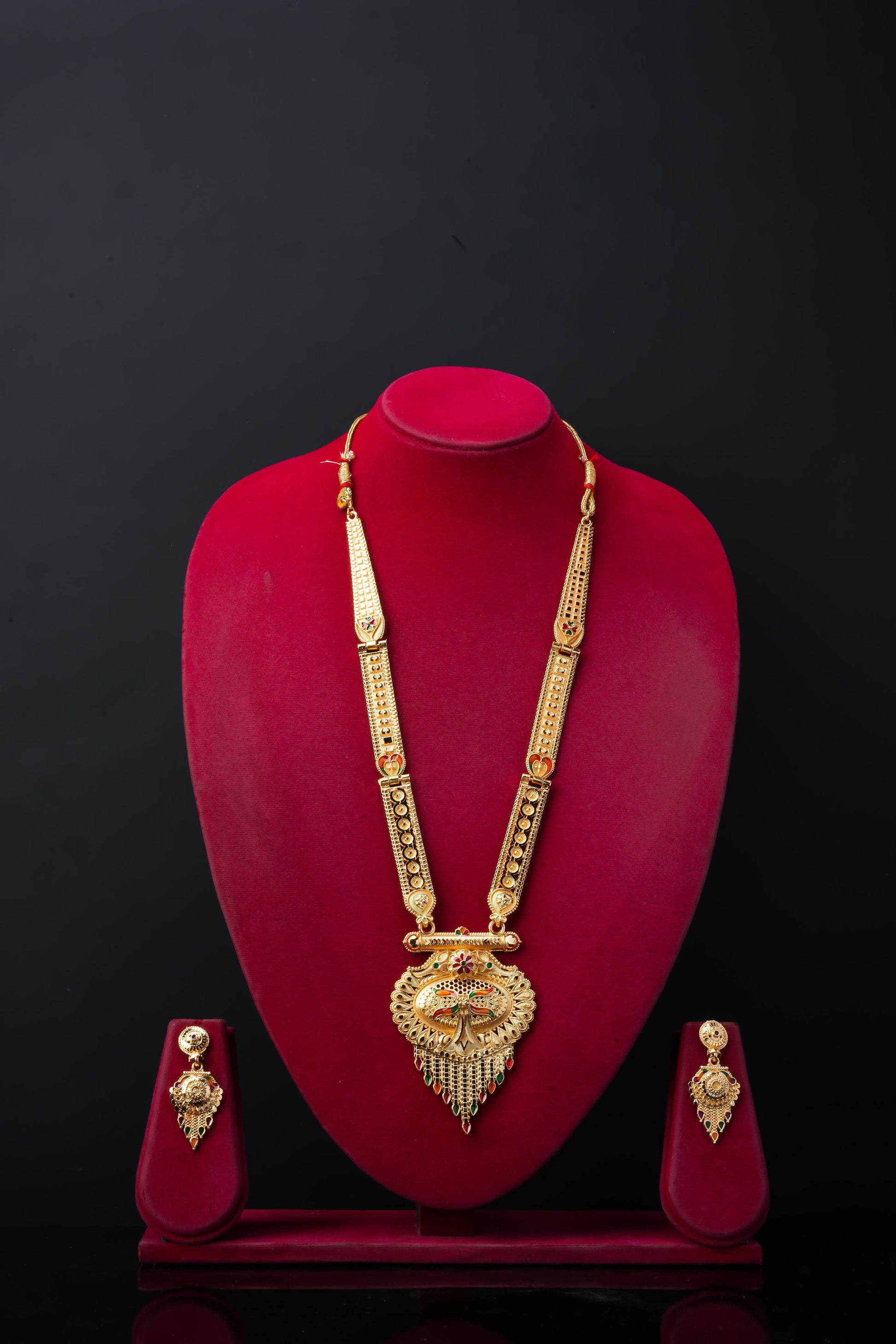 Elegant High Gold Rani Haar with Micro Gold Plated Jewellery Set