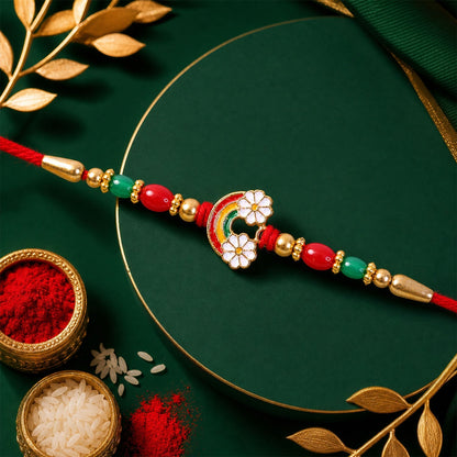 Rainbow Flower Rakhi Enamel Beadwork for Brother (5pcs)
