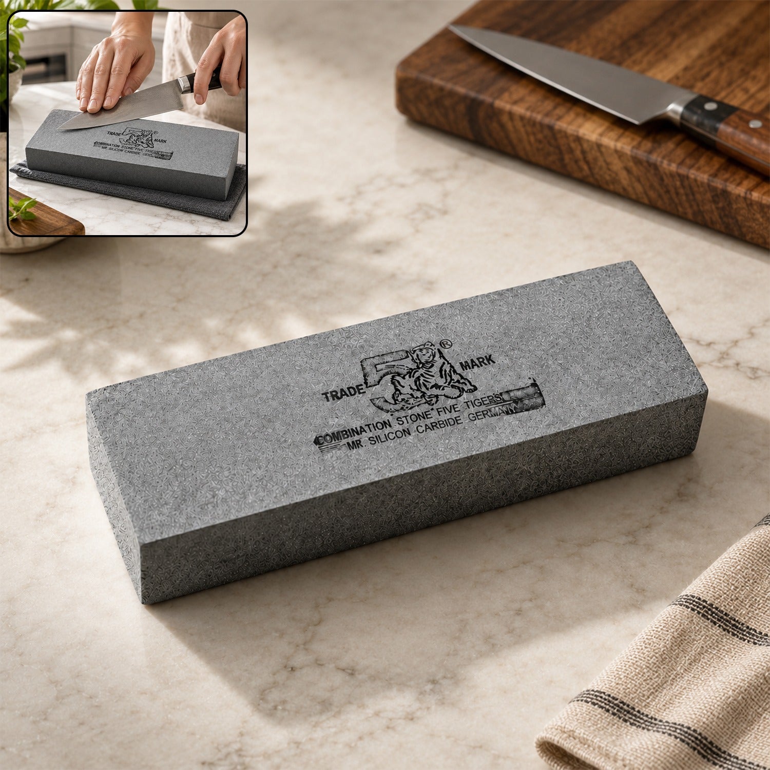 Combination Knife Sharpening Stone Silicon Carbide Whetstone (1 Pc)