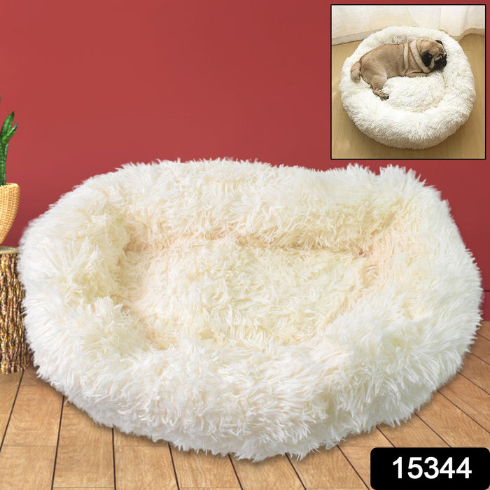 Plush Luxurious Deluxe Soft Dog Bed Washable Sofa Round Cushion (Large / 1 Pc)