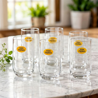 Yera Prima Brussels Zest Clear Glass Tumbler Set for Water and Juice (6 Pc)